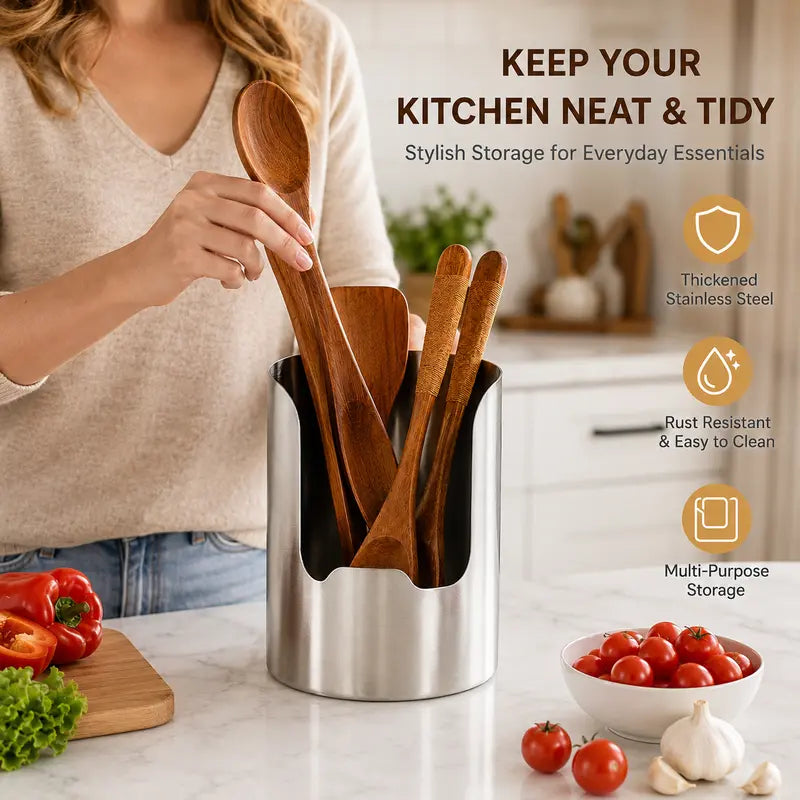 Thickened Stainless Steel Kitchen Utensil Holder – Buy 1 Get 1 Free (2 Pcs) / Buy 2 Get 2 Free (4 Pcs)