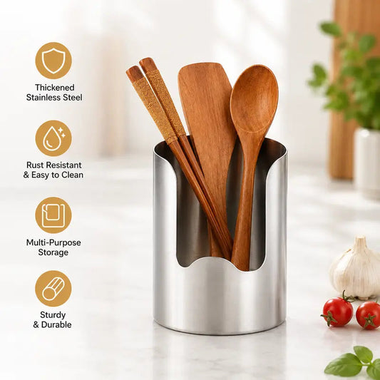 Thickened Stainless Steel Kitchen Utensil Holder – Buy 1 Get 1 Free (2 Pcs) / Buy 2 Get 2 Free (4 Pcs)