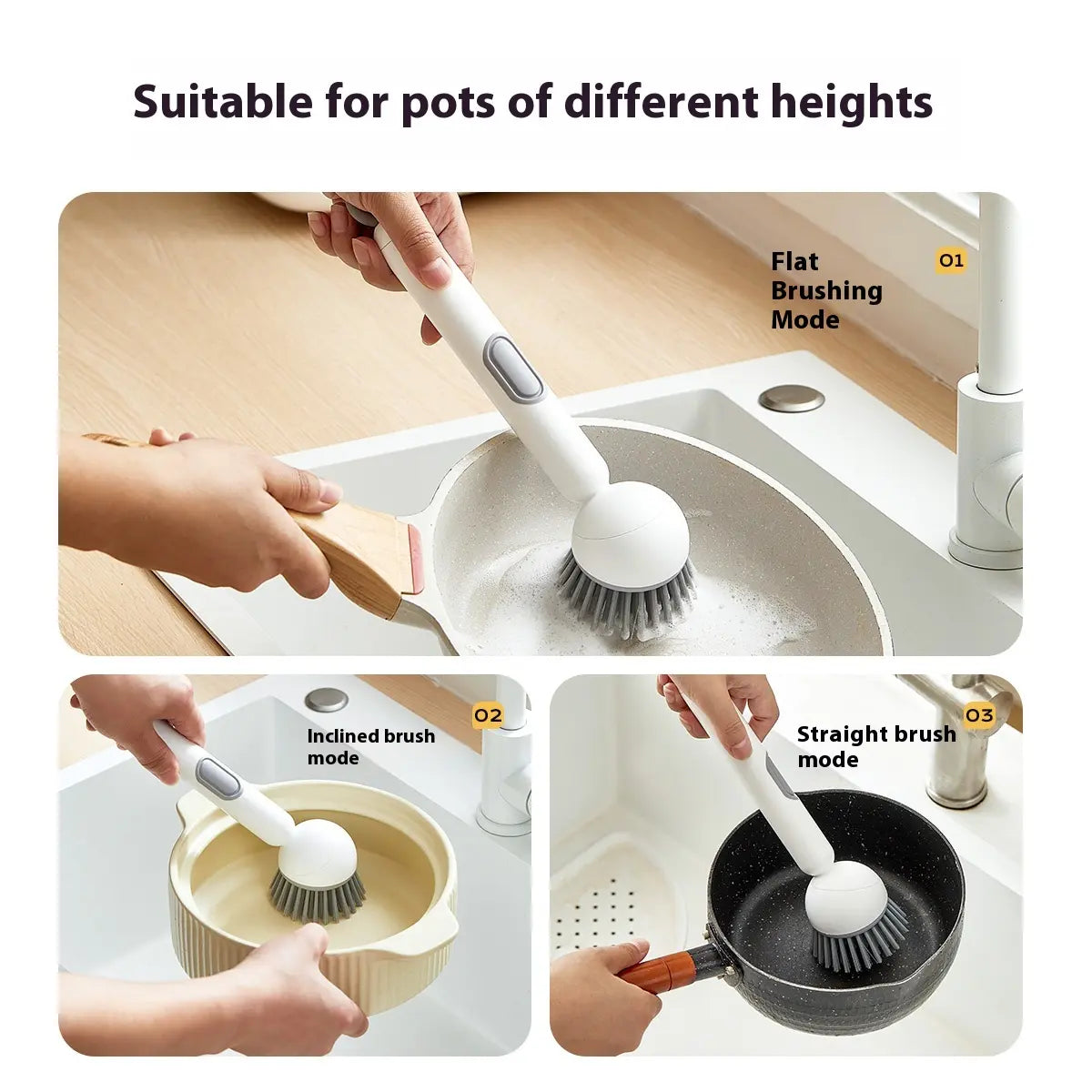 6-in-1 Soap Dispensing Dish Brush – Leak-Proof, Adjustable & Wall-Mounted