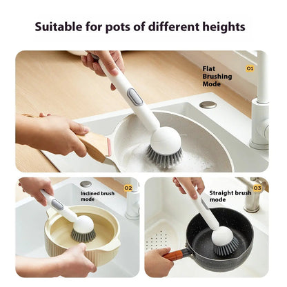 6-in-1 Soap Dispensing Dish Brush – Leak-Proof, Adjustable & Wall-Mounted