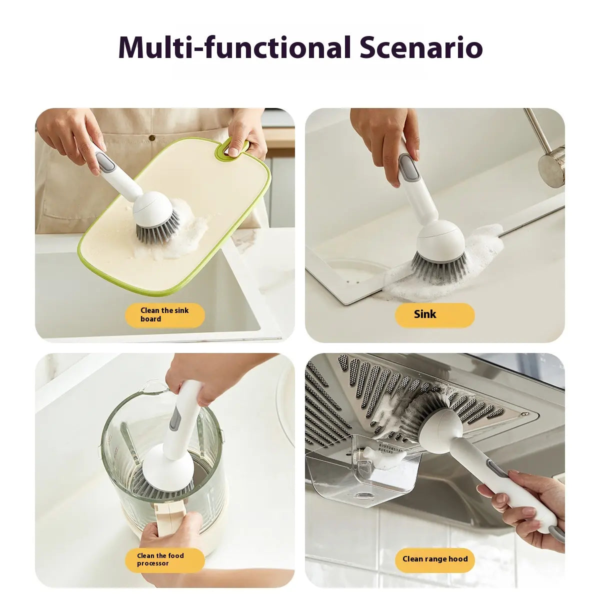 6-in-1 Soap Dispensing Dish Brush – Leak-Proof, Adjustable & Wall-Mounted