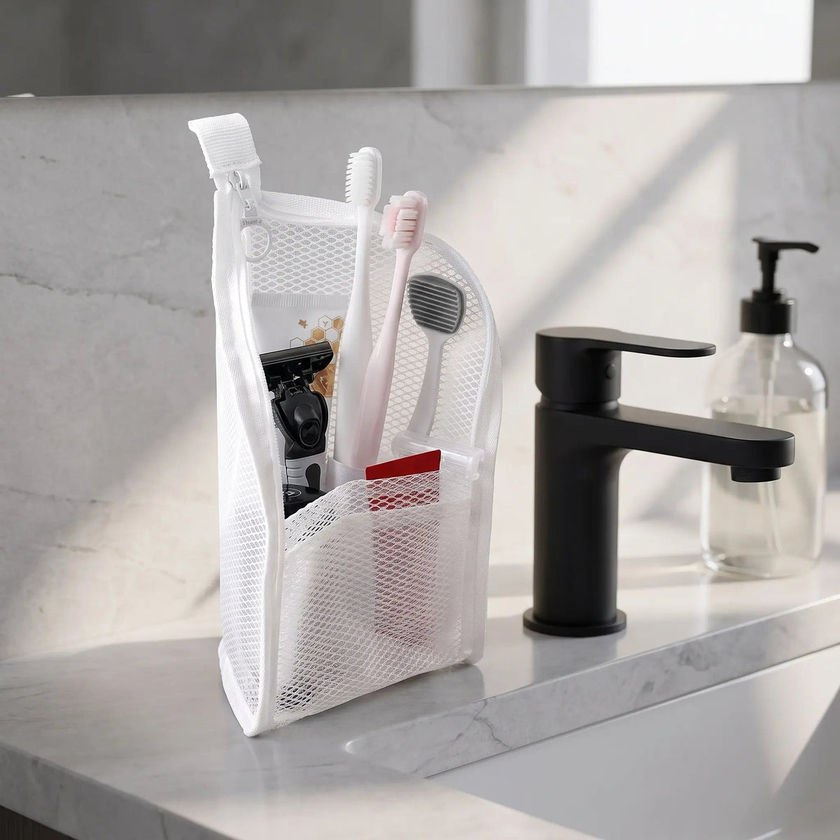 🔥LAST CHANCE!! ✨BUY 1 GET 1 FREE!!!🔥Mesh Zipper Travel Pouch – Leak-Proof Multi-Pocket Organizer for Toiletries & Makeup