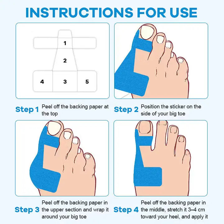 🔥 60PCS Pre-Cut Bunion Correction Kinesiology Tape – Elastic, Breathable & Hypoallergenic Latex-Free Toe Support Strips, Waterproof Adhesive Foot Patch for Hallux Valgus Pain Relief & Toe Alignment (One Size Fits All)
