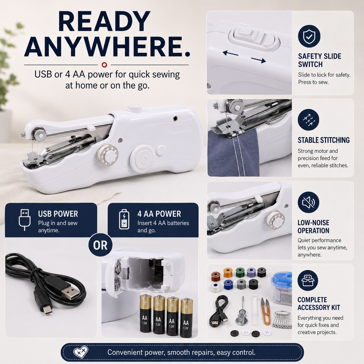 🧵Handheld Mini Electric Sewing Machine – Portable Stitcher for Quick Repairs at Home or Trave