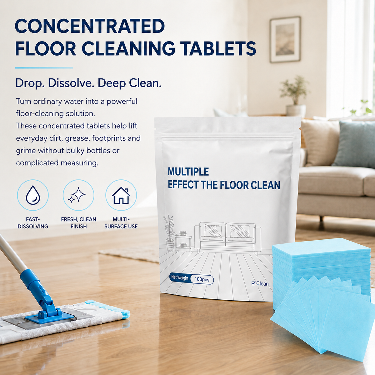 🔥100 Piece Multi-Surface Antibacterial Cleaner – Buy 1 Get 1 Free, Tackle All Dirt & Grime with Ease