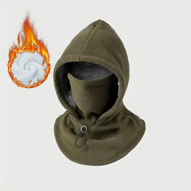 Integrated Flannel Warm Face Mask and Hat, Windproof and Warm for Outdoor Cycling, Autumn and Winter Style, Warm Hat with Neck Visor