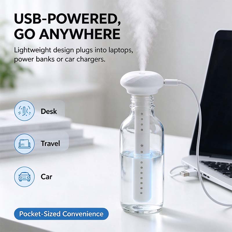 Mini USB Cool Mist Portable Donut Humidifier, Unlimited Water Tank, Small Desktop Mist Maker 💧