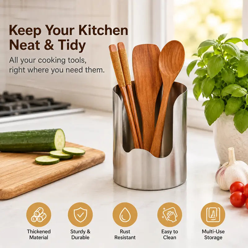 Thickened Stainless Steel Kitchen Utensil Holder – Buy 1 Get 1 Free (2 Pcs) / Buy 2 Get 2 Free (4 Pcs)