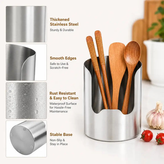 Thickened Stainless Steel Kitchen Utensil Holder – Buy 1 Get 1 Free (2 Pcs) / Buy 2 Get 2 Free (4 Pcs)