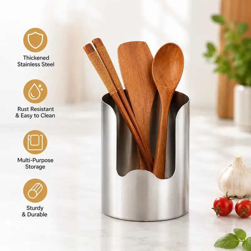 Thickened Stainless Steel Kitchen Utensil Holder – Buy 1 Get 1 Free (2 Pcs) / Buy 2 Get 2 Free (4 Pcs)