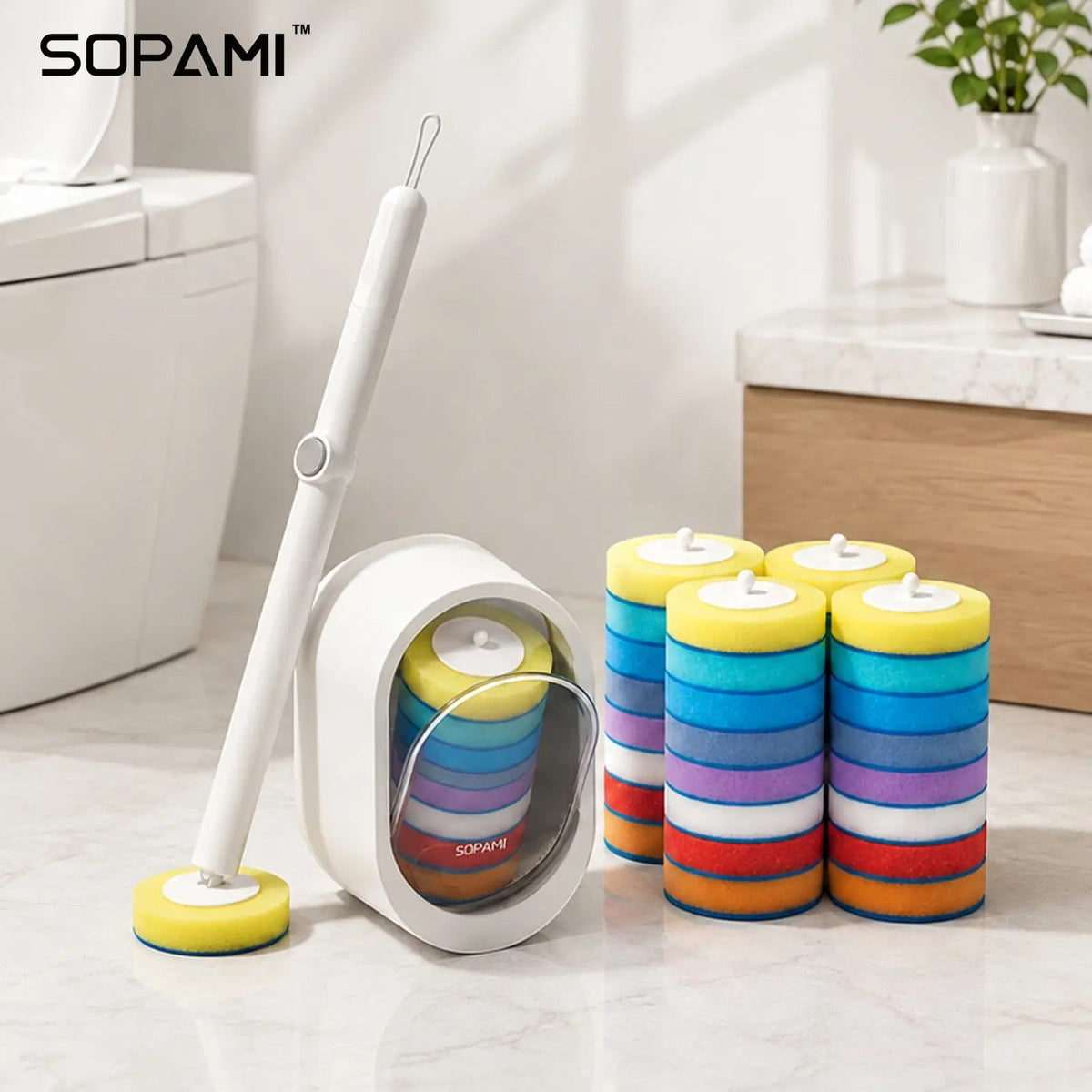 Toilet Brush Kit – 24 Refills, Touch-Free Spinning System, Long-Lasting 4-Month Clean