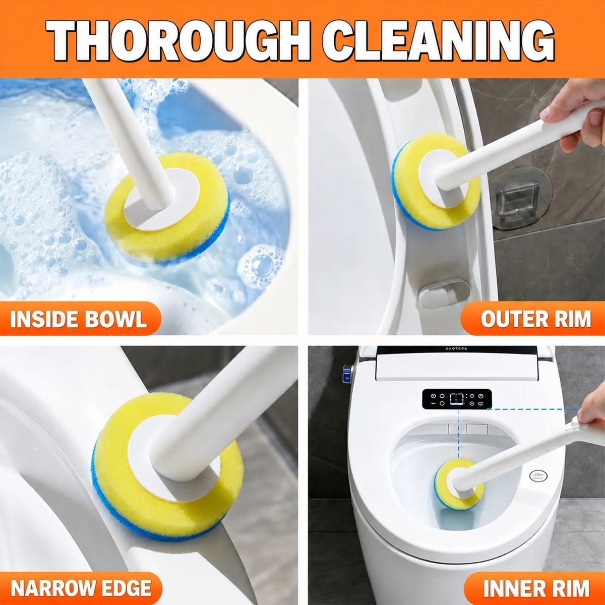 Toilet Brush Kit – 24 Refills, Touch-Free Spinning System, Long-Lasting 4-Month Clean