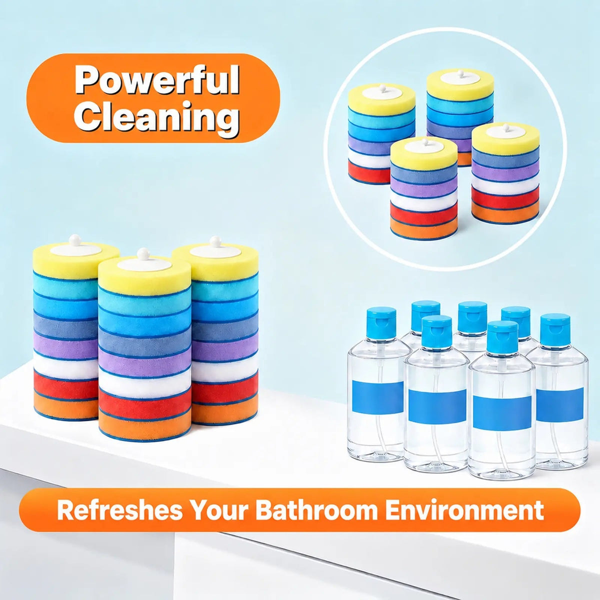 Toilet Brush Kit – 24 Refills, Touch-Free Spinning System, Long-Lasting 4-Month Clean