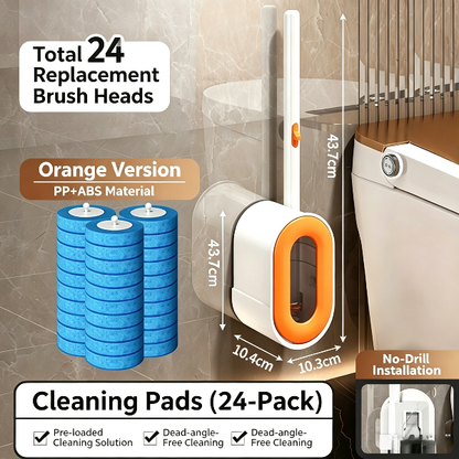 Toilet Brush Kit – 24 Refills, Touch-Free Spinning System, Long-Lasting 4-Month Clean