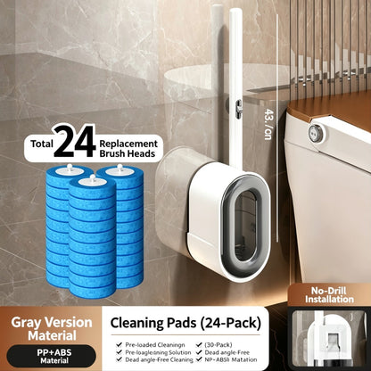 Toilet Brush Kit – 24 Refills, Touch-Free Spinning System, Long-Lasting 4-Month Clean