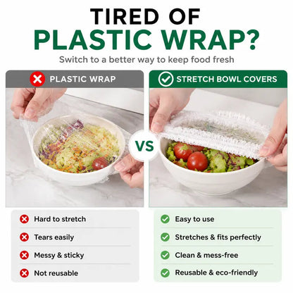 Multipurpose 200PCS Elastic Food Covers, Disposable Stretch Plastic Wrap Alternative for Bowls & Plates, Also Use as Shower Caps, Shoe Covers & Dustproof Hair Caps for Kitchen & Home