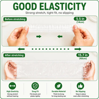 Multipurpose 200PCS Elastic Food Covers, Disposable Stretch Plastic Wrap Alternative for Bowls & Plates, Also Use as Shower Caps, Shoe Covers & Dustproof Hair Caps for Kitchen & Home
