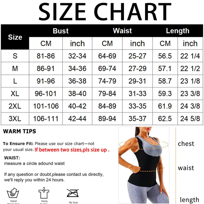 Outdoorfun Women's Waist Trainer Corset Vest – Adjustable Elastic Spandex Sauna Tank Top with Zipper, Compression Workout Activewear for Gym, Fajas Para Mujer