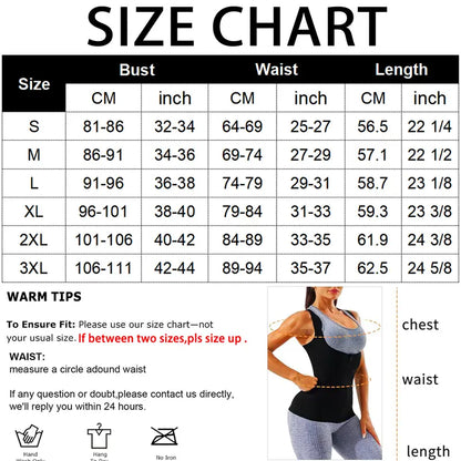 Outdoorfun Women's Waist Trainer Corset Vest – Adjustable Elastic Spandex Sauna Tank Top with Zipper, Compression Workout Activewear for Gym, Fajas Para Mujer