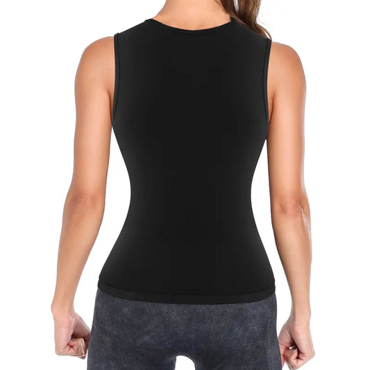 Outdoorfun Women's Waist Trainer Corset Vest – Adjustable Elastic Spandex Sauna Tank Top with Zipper, Compression Workout Activewear for Gym, Fajas Para Mujer