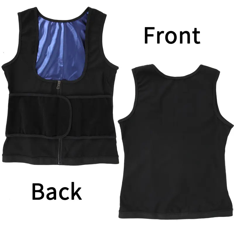 Outdoorfun Women's Waist Trainer Corset Vest – Adjustable Elastic Spandex Sauna Tank Top with Zipper, Compression Workout Activewear for Gym, Fajas Para Mujer