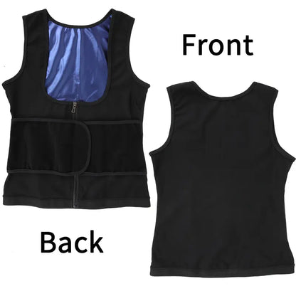 Outdoorfun Women's Waist Trainer Corset Vest – Adjustable Elastic Spandex Sauna Tank Top with Zipper, Compression Workout Activewear for Gym, Fajas Para Mujer
