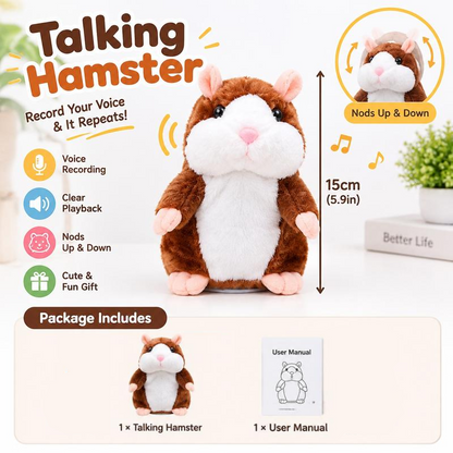 🥳2026 BESTSELLER🥳💞100K+ SOLD! 🐹✨ 50% OFF! Talking Hamster Plush – mimics your voice, auto head-shaking, endless laughs for kids & adults. The ultimate gift & pet toy! 🎁💚